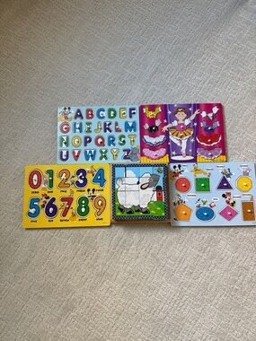 Five Melissa and Doug Wooden puzzle Bundle